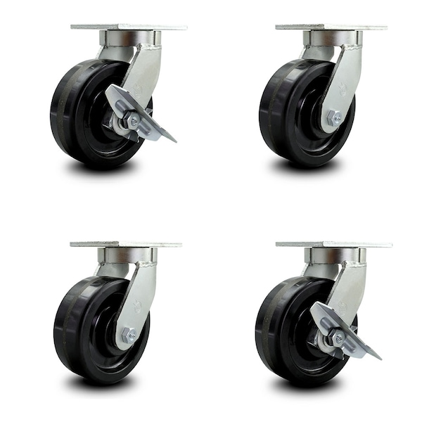 Service Caster 8 Inch Heavy Duty Phenolic Wheel Swivel Caster Swivel Locks 2 Brakes, 2PK SCC-KP92S830-PHR-BSL-2-SLB-2 - main